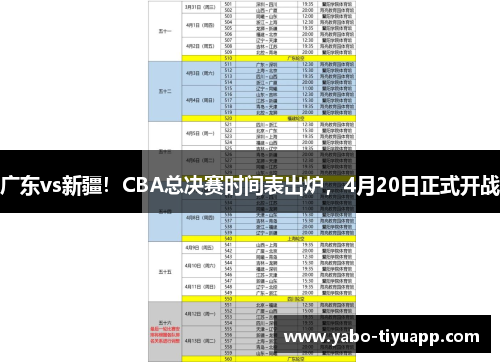 广东vs新疆！CBA总决赛时间表出炉，4月20日正式开战